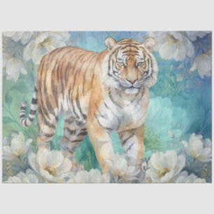 Vintage inspirierte florale Jungle-Tiger-Dekupiers Seidenpapier