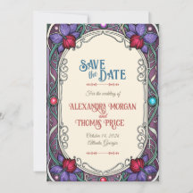 Vintage Inspirierte florale Save the Date-Karte