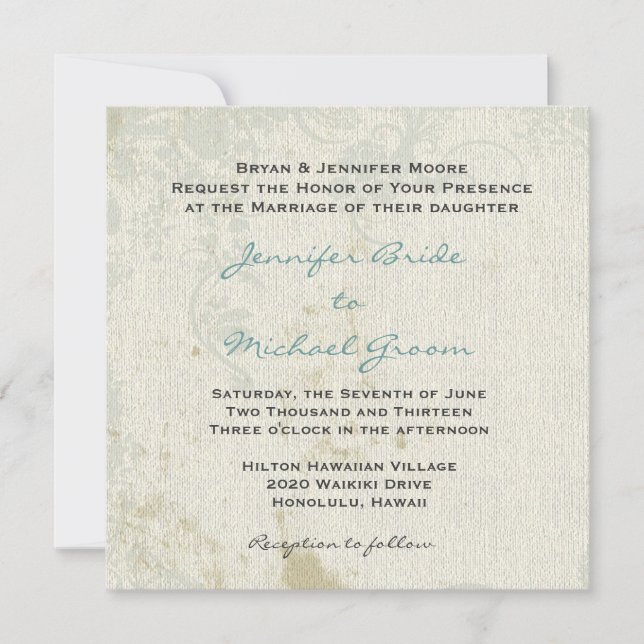 Vintage inspirierte Hochzeits-Einladung Einladung (Vorderseite)