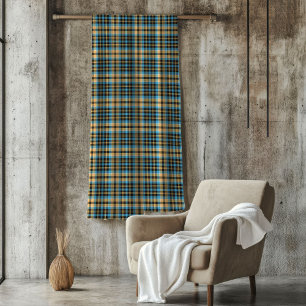 Vintage-inspirierte Karodecke Blau Gelb für Männer Fleecedecke
