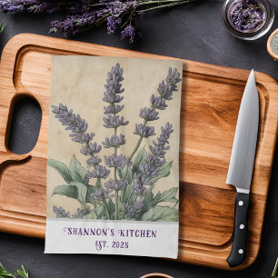 Vintage-inspirierte Lavendel-Kräuter-Apotheke Geschirrtuch