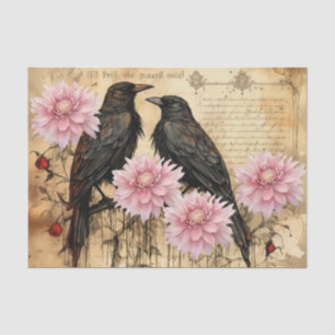 Vintage Inspirierte rosa Blume & Ravens Seidenpapier