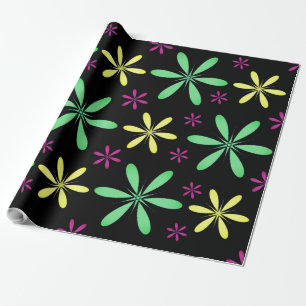 Vintage-inspirierte skurrile florale schwarze farb geschenkpapier