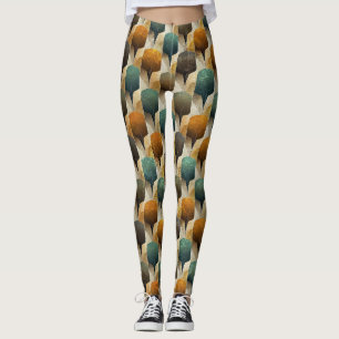 Vintage-inspirierte Teal- und Gold-Art-Deco-Geomet Leggings