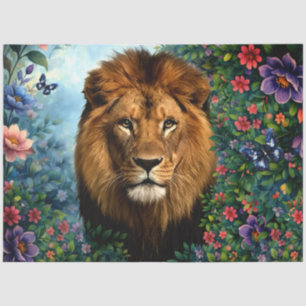 Vintage-inspirierte tropische Dschungel-Löwe-Decou Seidenpapier