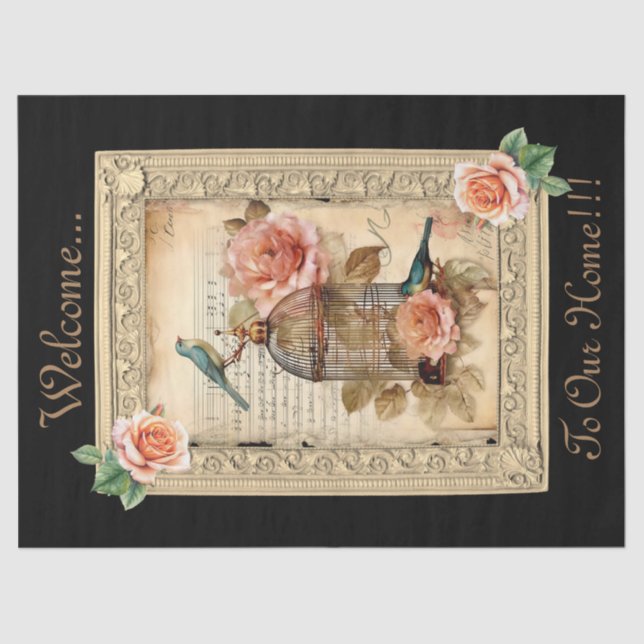 Vintage Inspirierte Vogelkäfigdekoupage Seidenpapier (Vorderseite)