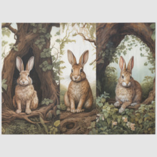 Vintage inspirierte Waldkaninchen-Decoupage Seidenpapier