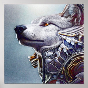 Vintage-inspirierte Wolfskopf-Kunst - Nostalgisch Poster