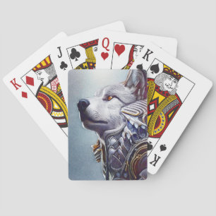 Vintage-inspirierte Wolfskopf-Kunst - Nostalgisch Spielkarten