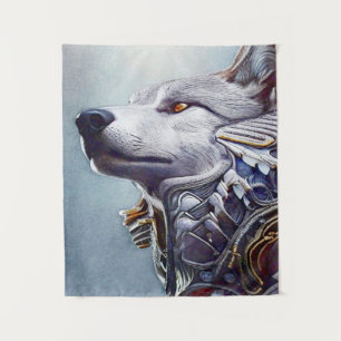Vintage-inspirierte Wolfskopf-Kunst - Nostalgisch Wandteppich