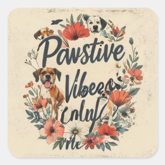 Vintage inspirierter Hundemutter-Slogan - Positive Quadratischer Aufkleber