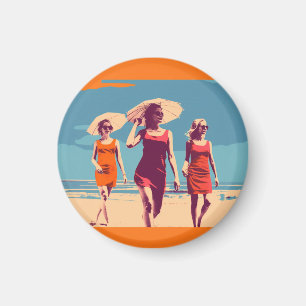 Vintage-inspirierter, retro-Strandszene-Magnet Magnet