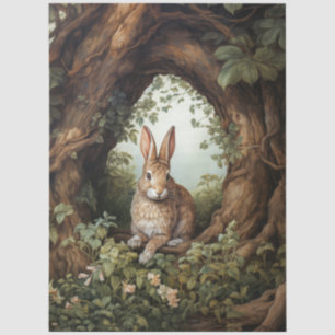 Vintage inspirierter Waldkaninchen-Decoupage Seidenpapier