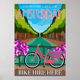 Vintage-inspiriertes Amsterdam-Reiseposter Poster