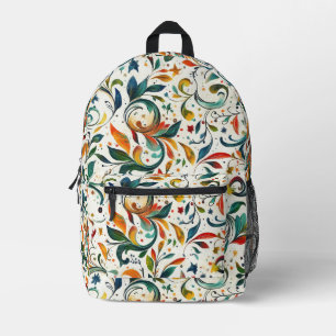 Vintage-Inspiriertes Farbige Paisley-Blatt-Muster Bedruckter Rucksack