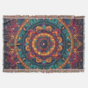 Vintage inspiriertes Mandala-Muster-Wurfdecke Decke