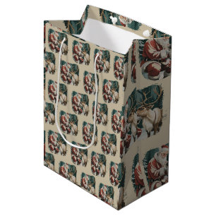 Vintage inspiriertes Weihnachten Retro Santa Renti Mittlere Geschenktüte