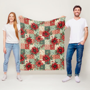 Vintage-inspiriertes Weihnachtsflorales Quiltmuste Fleecedecke
