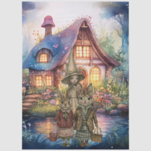 Vintage inspiriertes wunderliches Mädchen, Kaninch Seidenpapier