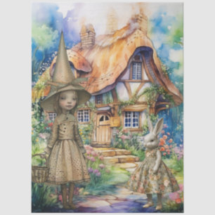 Vintage inspiriertes wunderliches Mädchen, Kaninch Seidenpapier
