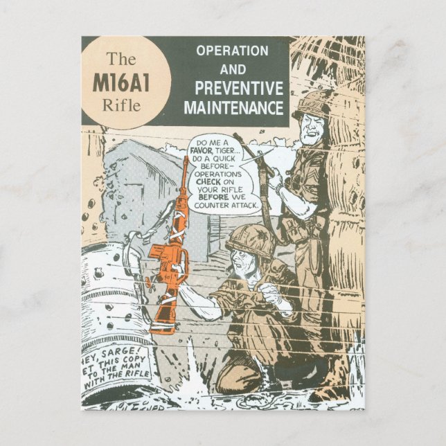 Vintage Instandhaltung von Militärgewehr Postkarte (Vorderseite)