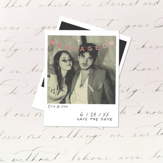 Vintage Instant Photo Engagement Announcement Card Feiertagskarte