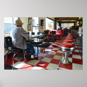 Vintage Interieur eines Diners Poster