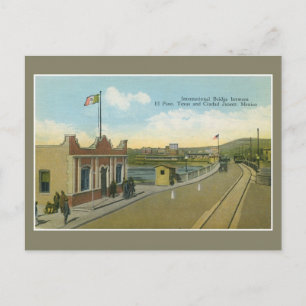Vintage internationale Brücke und Zoll El Paso Postkarte