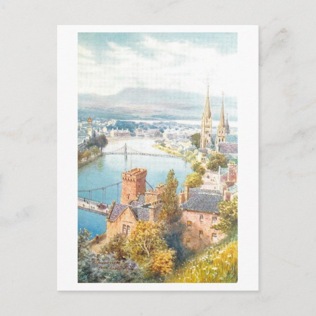 Vintage Inverness from Castle Hill, Scotland Postkarte (Vorderseite)