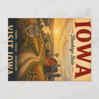 Vintage-Iowa-Heartland-Farm-Landschaft-Reiseposter Feiertagspostkarte