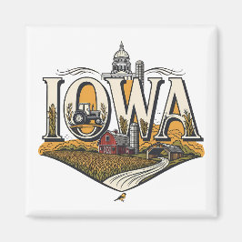 Vintage Iowa Heartland Farm State Pride Magnet
