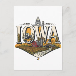 Vintage Iowa Heartland Farm State Pride Postkarte