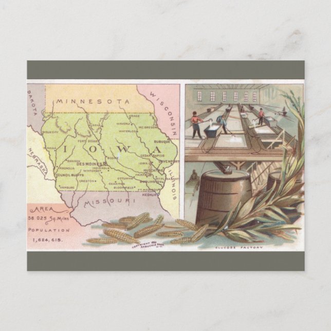 Vintage Iowa Karte (Vorderseite)