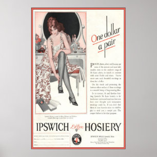 Vintage Ipswich-Strumpfwaren-Anzeige ab 1924 Poster