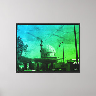 Vintage Irak Bagdad Tankstelle an der Moschee Leinwanddruck