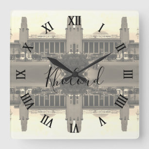Vintage Irak Bagdad zentraler Bahnhof  Quadratische Wanduhr