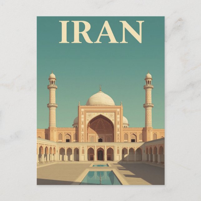 Vintage Iran Travel Poster Mosque Art Postkarte (Vorderseite)