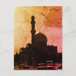 Vintage Iraq Baghdad mosque taxis Postkarte