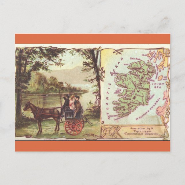 Vintage Ireland Map Postkarte (Vorderseite)