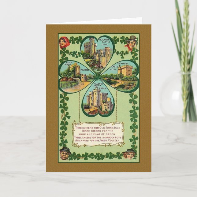 Vintage Iren ziehen sich St Patrick Tageskarte Karte (Vorderseite)