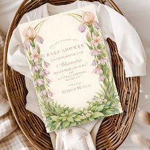 Vintage Iris And Bellflower Botanical Baby Shower