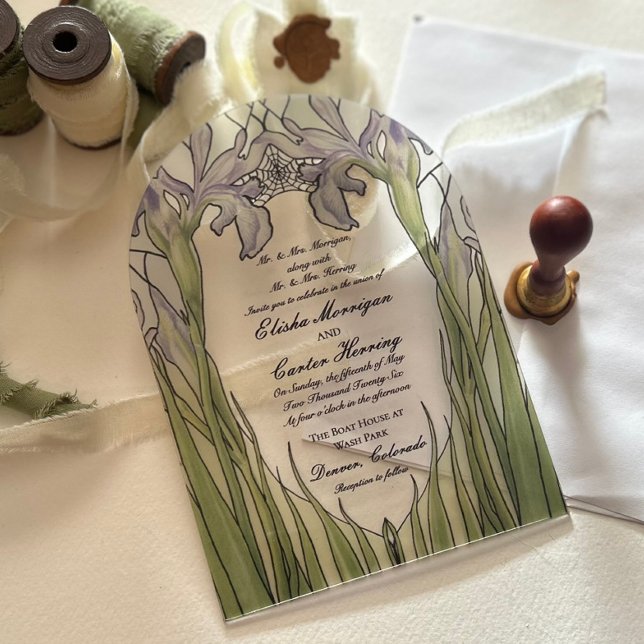 Vintage-Iris-Buntglas-Effekt-Hochzeit  Acryleinladungen (Von Creator hochgeladen)