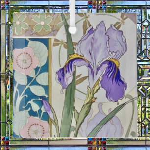 Vintage-Iris-Illustration Ornament Aus Glas