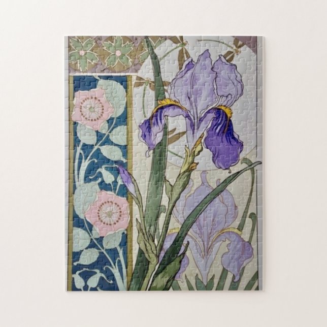 Vintage Iris-Illustration Puzzle (Vertikal)