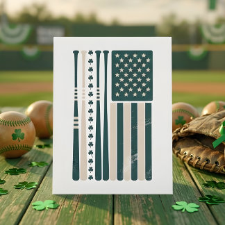 Vintage Irisch-Amerikanische Flagge Shamrock Stolz Feiertagskarte