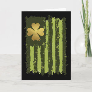 Vintage-irische Flagge mit Shamrock-Design St. Pat Karte