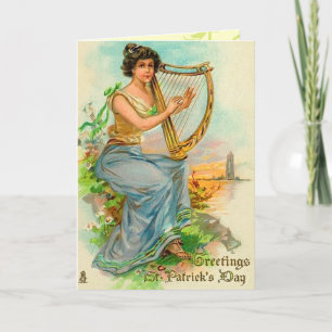 Vintage-Irische Harfe Karte