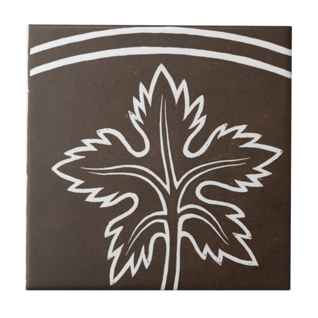 Vintage irische Keramik Art Design Black Leaf Fliese (Vorderseite)