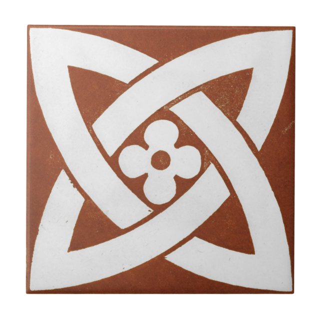 Vintage irische Keramik Art Design Red Celtic Fliese (Vorderseite)