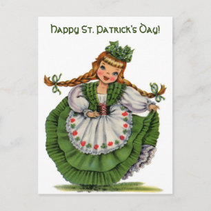 Vintage-irische Puppe Happy St. Patrick's Day Postkarte